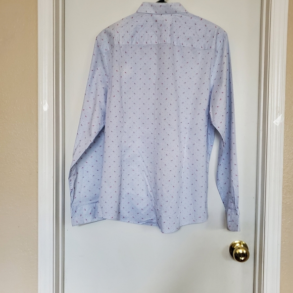 Blue Long Seeve Shirt with Red Bird print - Picture 2 of 4